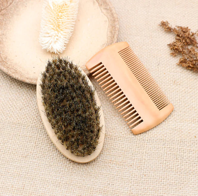 Beard Care Set with Oval Brush
